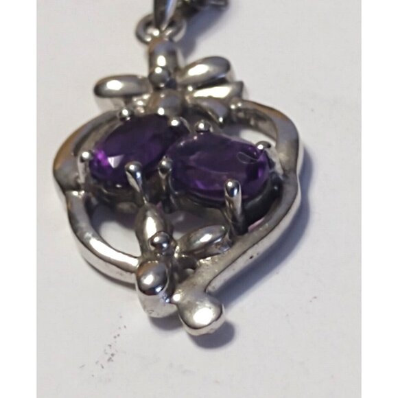 Women's 17" Sterling Silver Necklace & Pendant Purple Amethyst - Picture 9 of 13